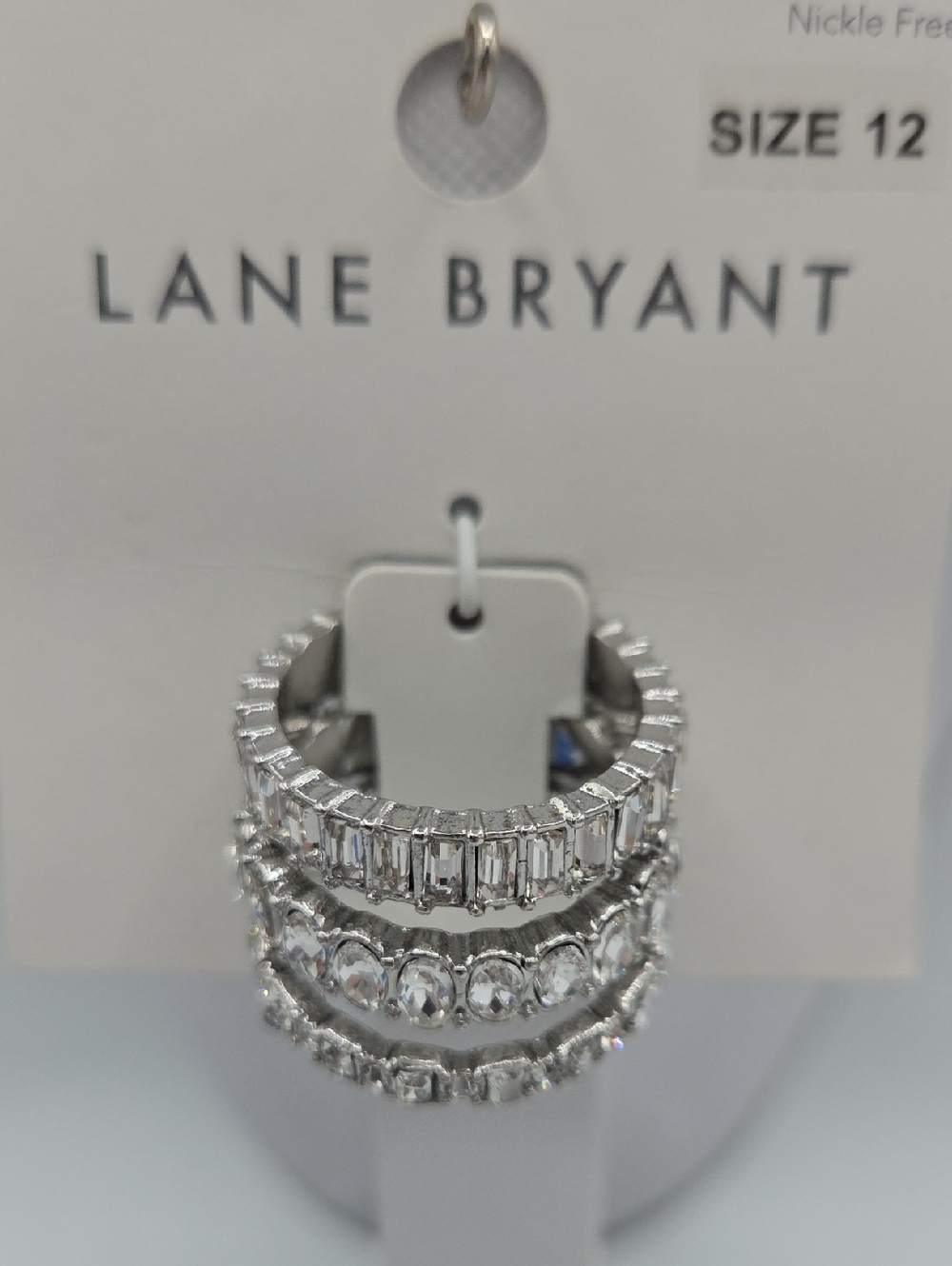 5 for $25! Lane Bryant Silver Tone Crystal Triple Stack Ring Set